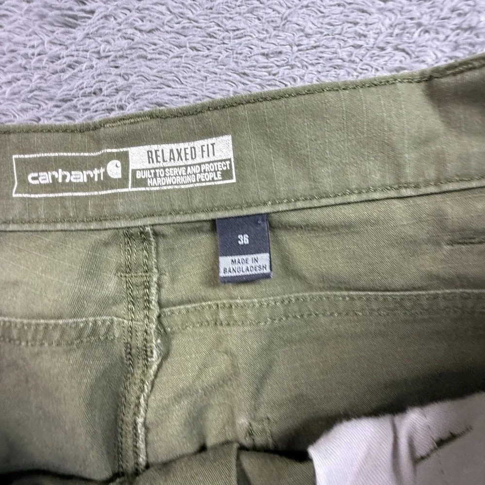 Carhartt Rugged Flex Canvas Relaxed Fit Cargo Shorts Men 36 Olive Green Workwear